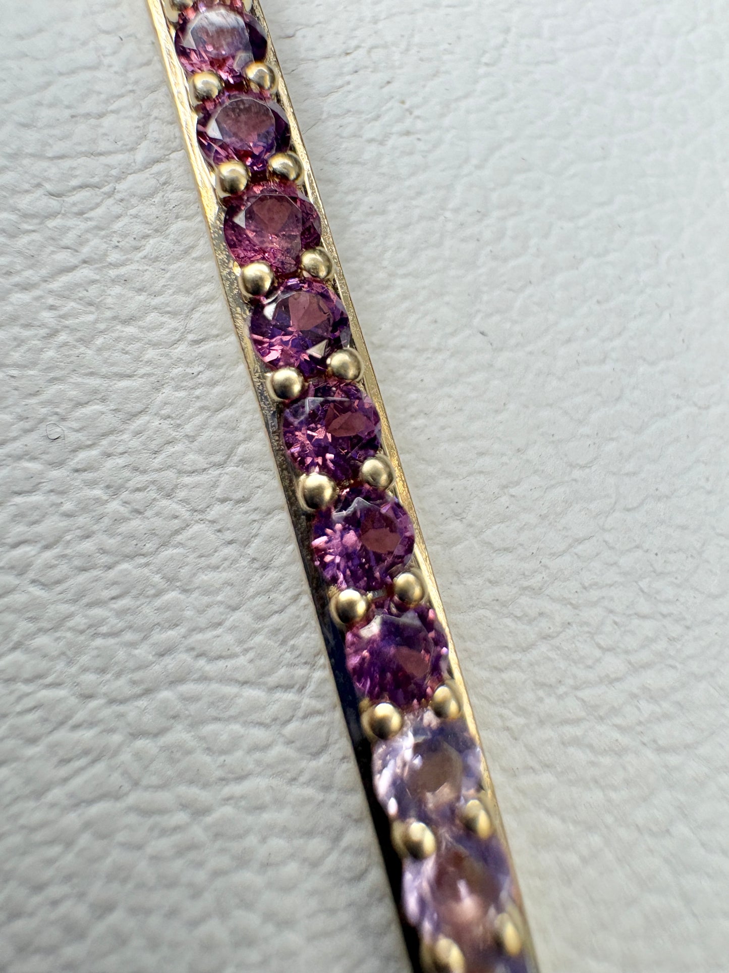 Bony Levy Rhodolite and Amethyst Bar Link Adjustable Bracelet Solid 14k Gold 6.5-7"