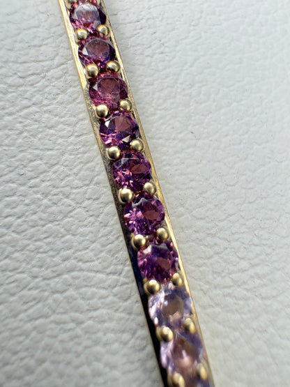 Bony Levy Rhodolite and Amethyst Bar Link Adjustable Bracelet Solid 14k Gold 6.5-7"