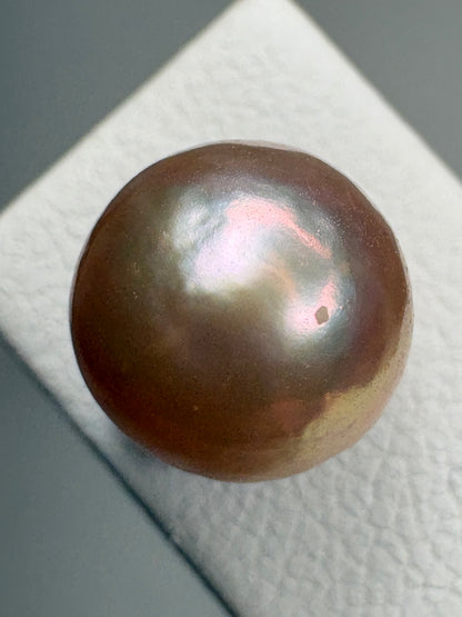 Pink Peach Naturally Colored Cultured Freshwater Pearl Stud Earrings in Sterling Silver 8.5mm