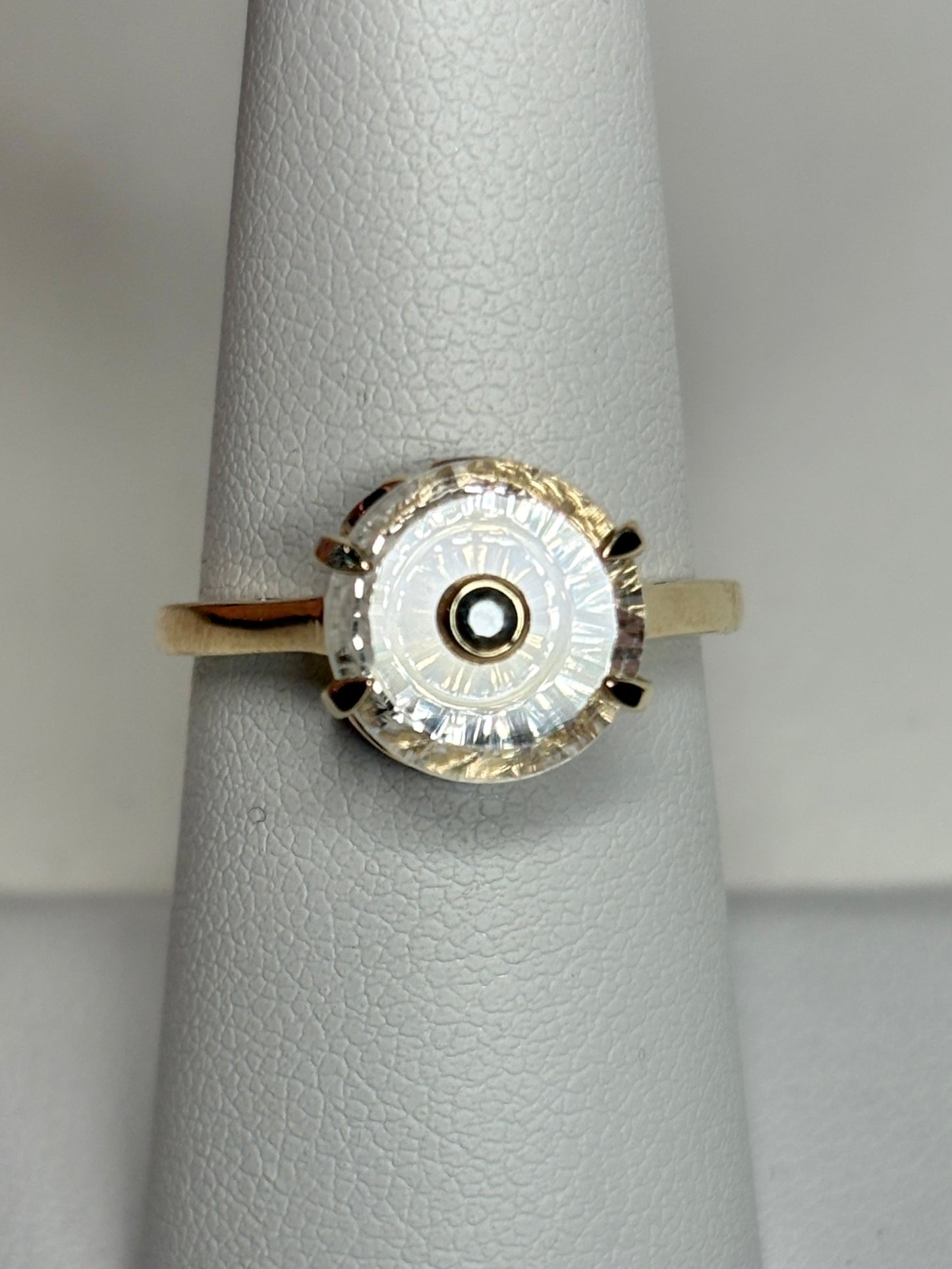 Lehrer Iris Untreated Montana Sapphire Fancy Quartz Ring 9k Gold size 7