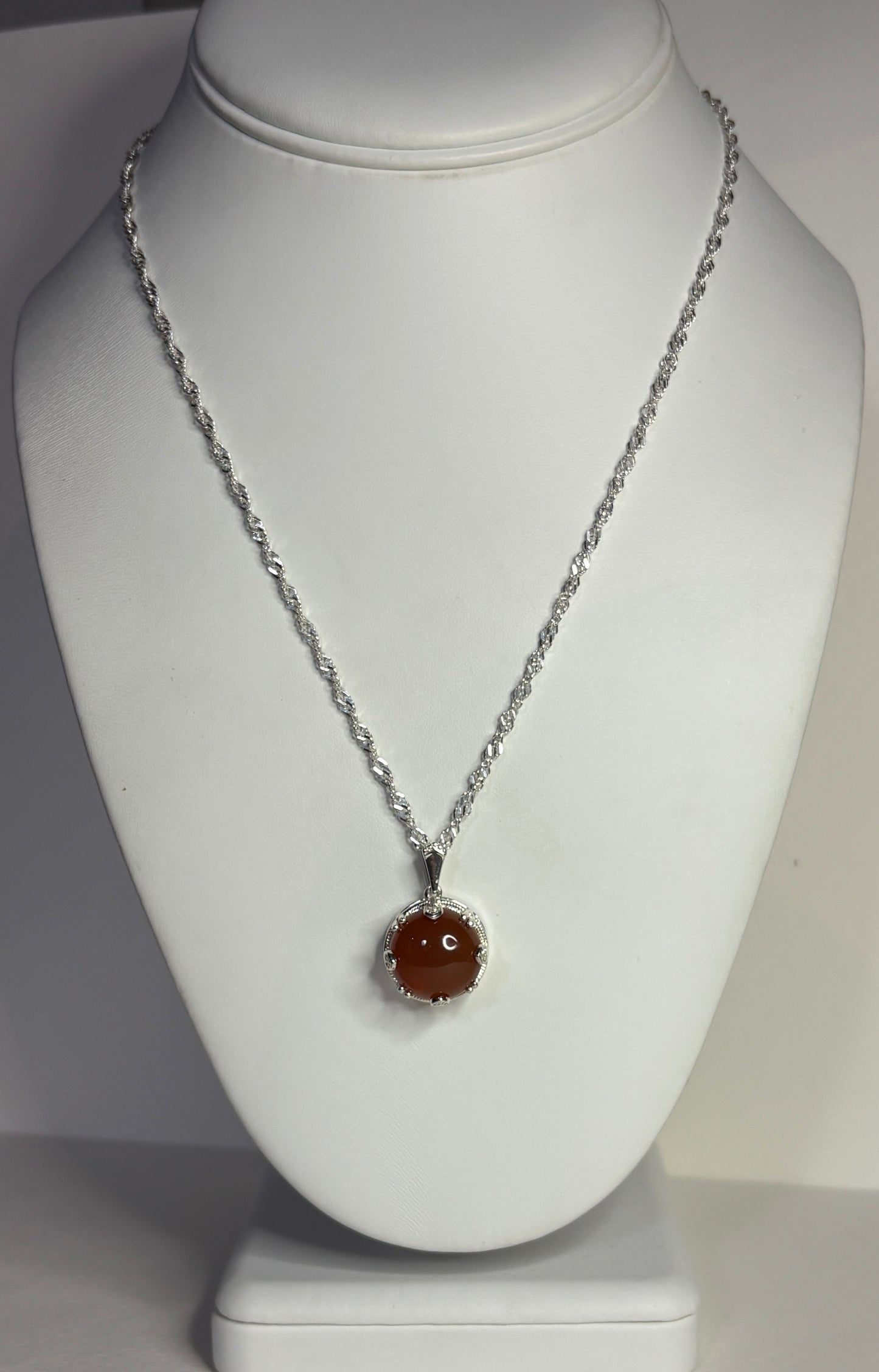 Oregon Honey Fire Opal Pendant Necklace Sterling Silver 18" 9.4g.