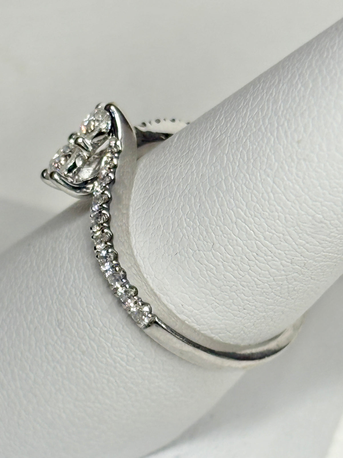 Toi et Moi Natural Diamond Ring Solid 14k White Gold "Even Us" Ring .50ctw size 6.75