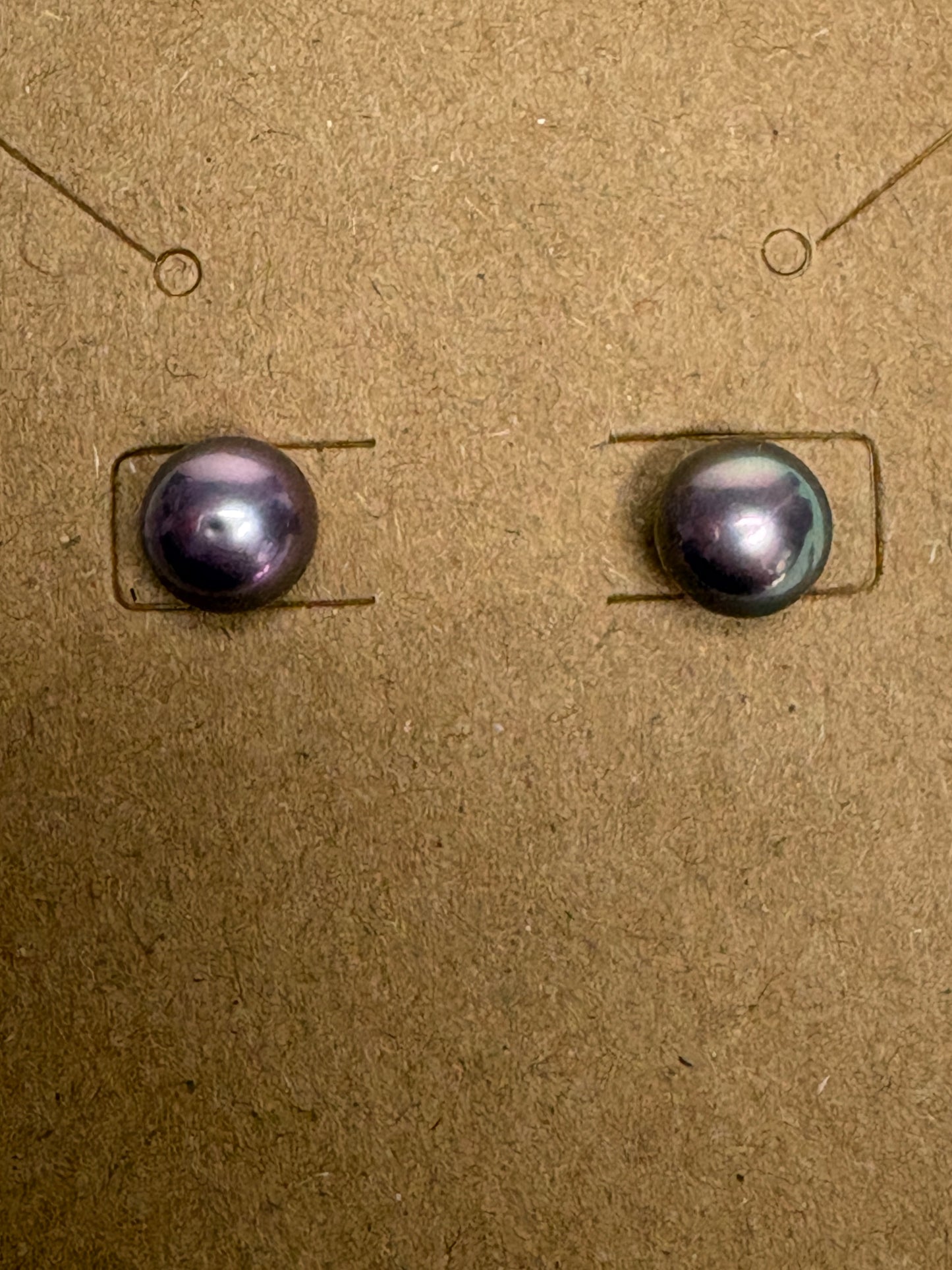 Naturally Purple Freshwater Cultured Pearl Studs Sterling Silver 7mm