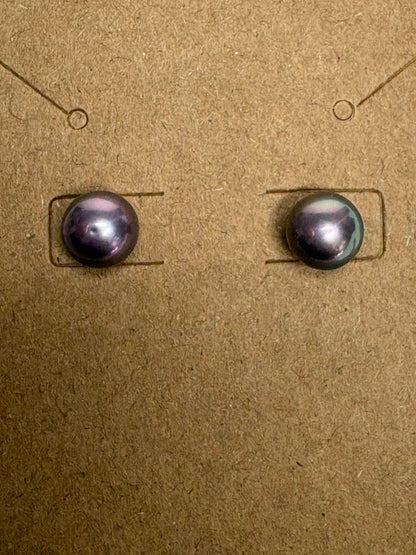 Naturally Purple Freshwater Cultured Pearl Studs Sterling Silver 7mm