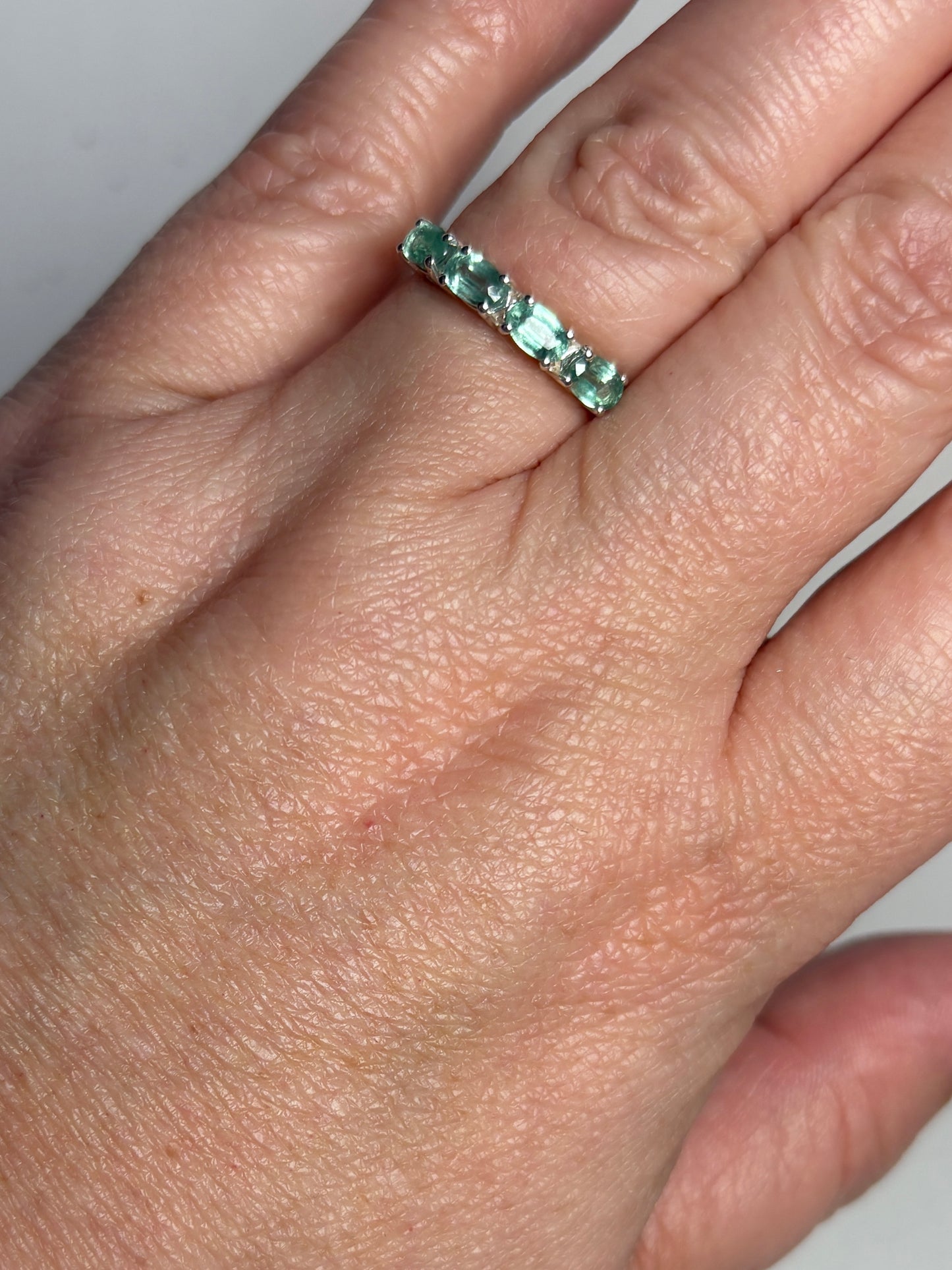 Mint Chrome Kyanite Stackable Band Ring Sterling Silver size 7