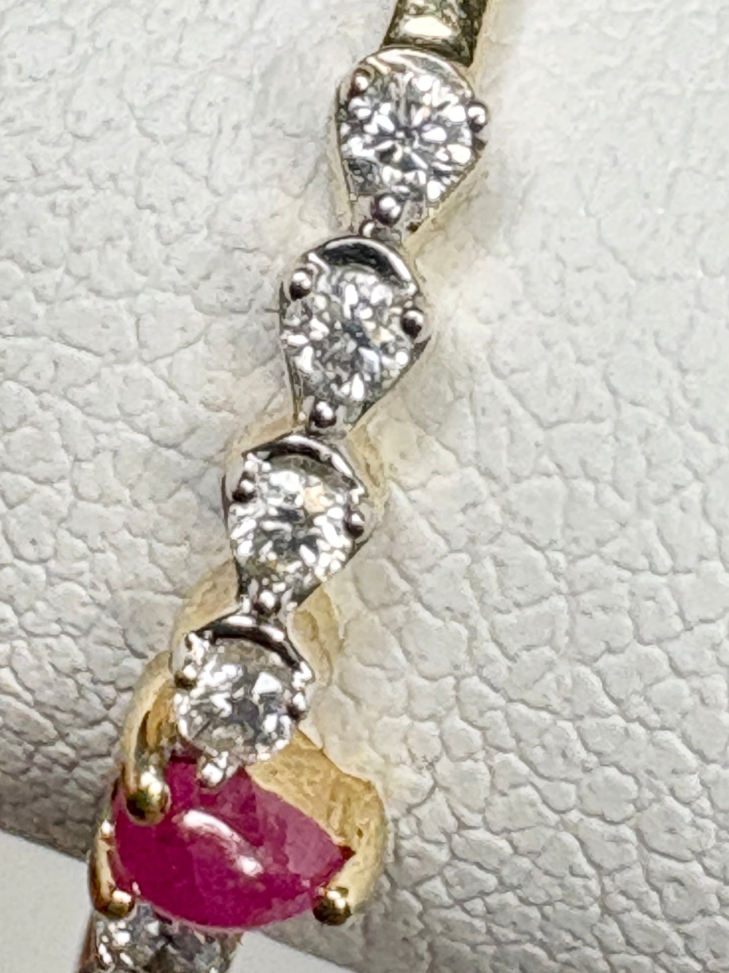 Greenland Ruby Tear and Diavik Canadian Diamond Ring 9k Gold size 7