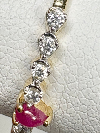 Greenland Ruby Tear and Diavik Canadian Diamond Ring 9k Gold size 7