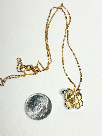 Genuine Gold Plated Meteorite Slice From Sweden in Sterling Silver with GF Chain 18"