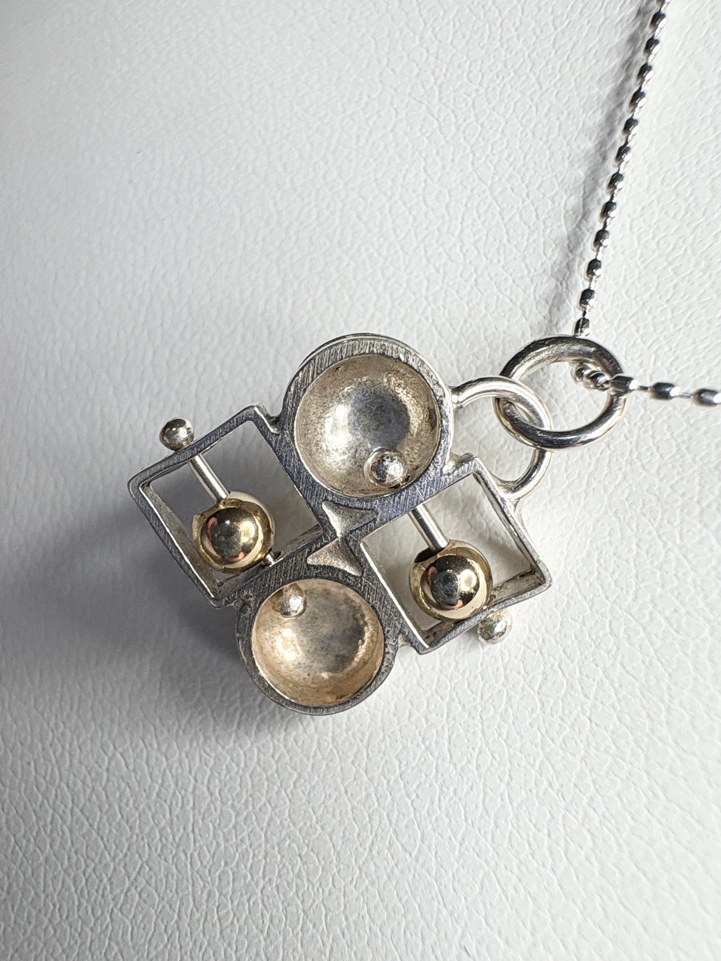 Abacus Pendant Necklace By Danielle Miller in Solid 14k Gold and Sterling Silver 18"