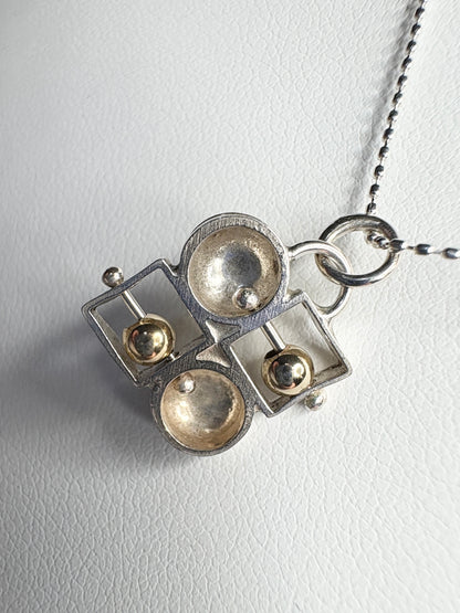 Abacus Pendant Necklace By Danielle Miller in Solid 14k Gold and Sterling Silver 18"