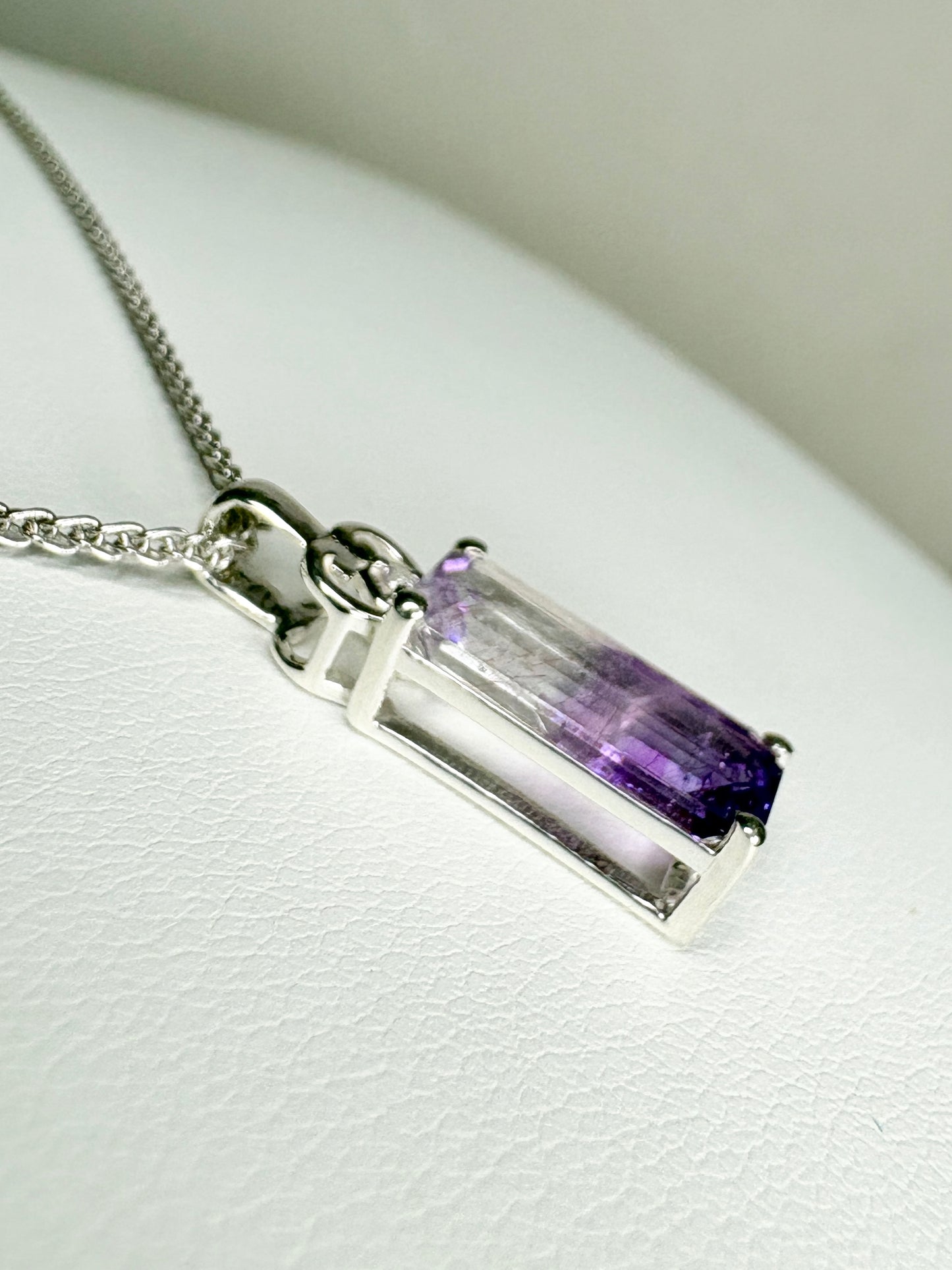 Moroccan BiColor Amethyst Quartz Pendant Adjustable Bolo Wheat Necklace 24" Sterling Silver