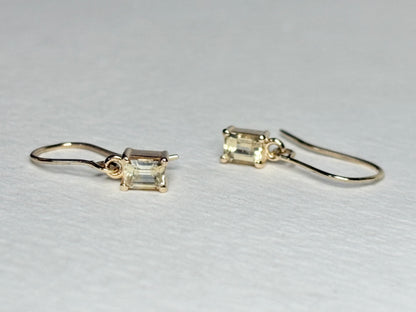 Yellow Untreated Montana Sapphire Dangle Drop Earrings Solid 9k Gold