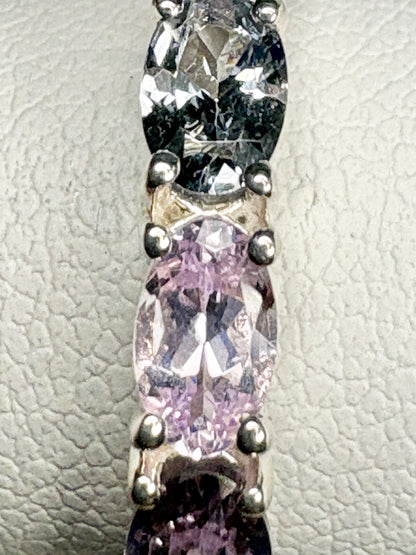 Multi Color Spinel Band Ring Sterling Silver size 7