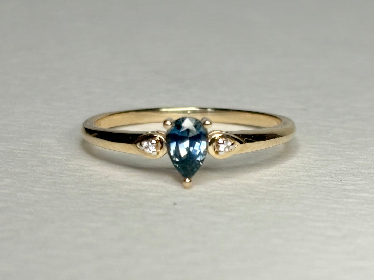 Pear Montana Sapphire Untreated Ring 9k Gold Size 9