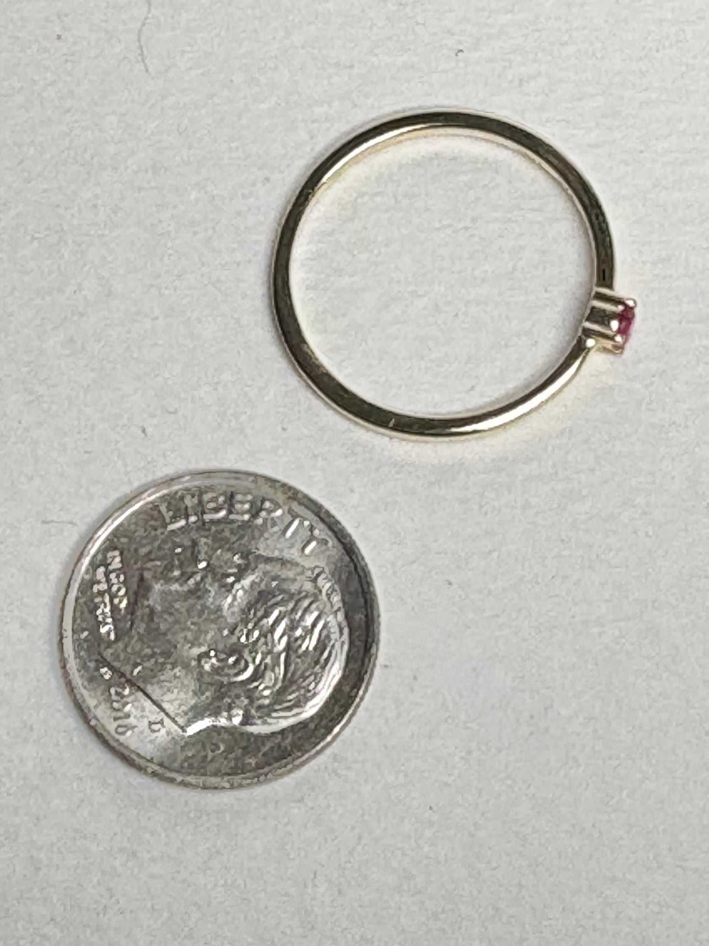 Tiny Bright Read Heat Only Mosambique Ruby Ring 9k Gold size 7