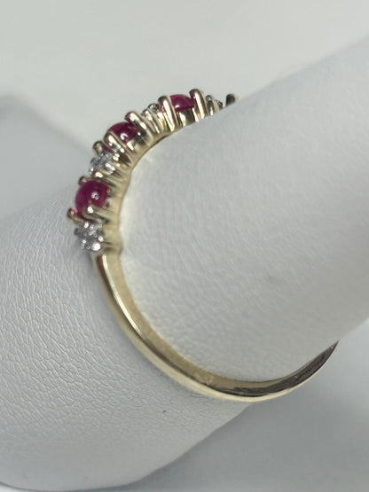 Greenland Ruby and Diavik Canadian Diamond Ring 9k Gold size 6.25