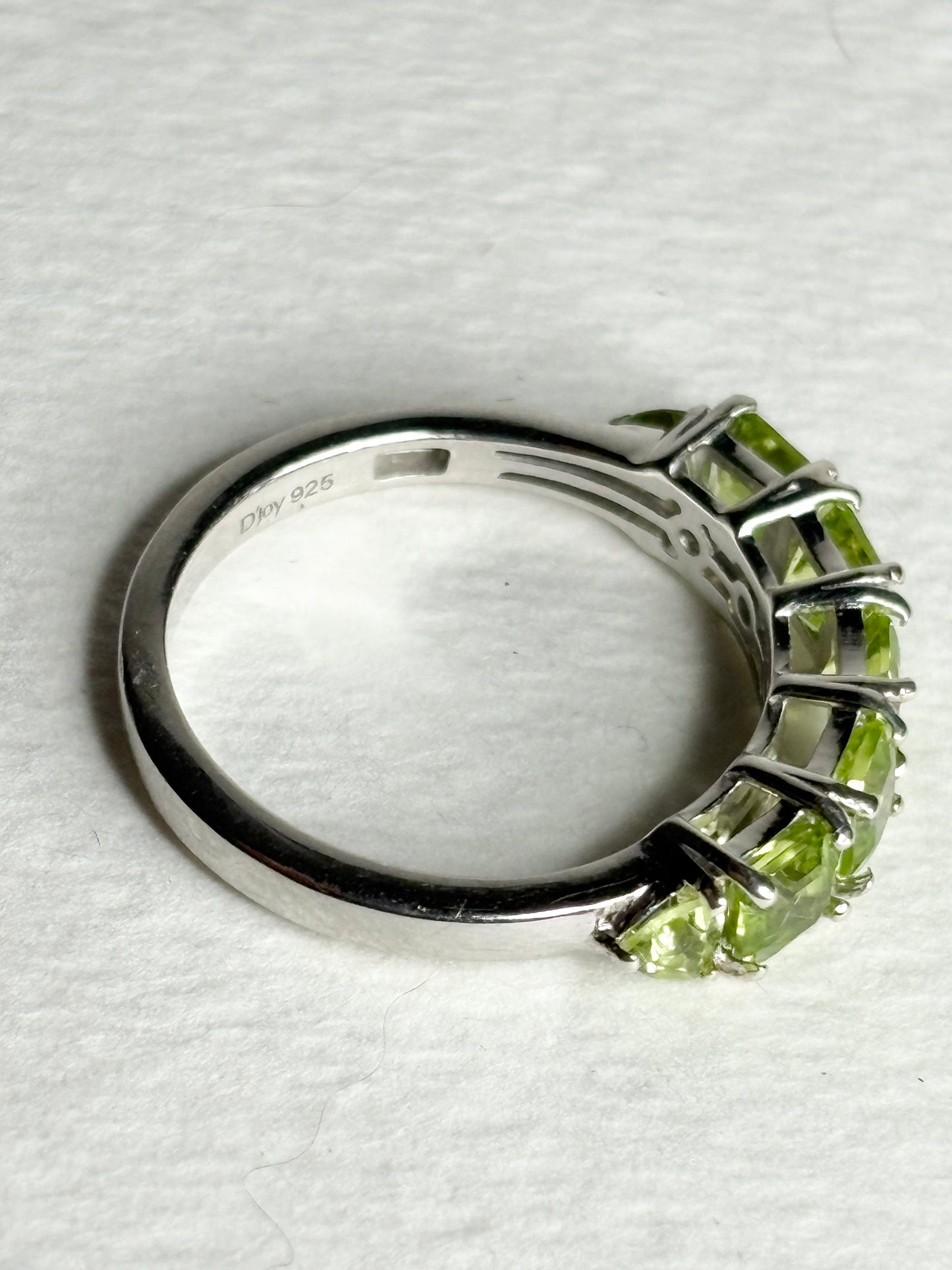 Arizona Peridot Band Ring Sterling Silver Step Cut size 7.25