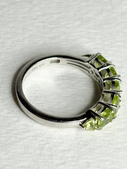Arizona Peridot Band Ring Sterling Silver Step Cut size 7.25