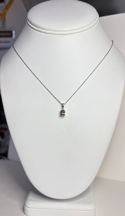 Bi Color Oregon Sunstone Solitaire Pendant Necklace Sterling Silver 18"