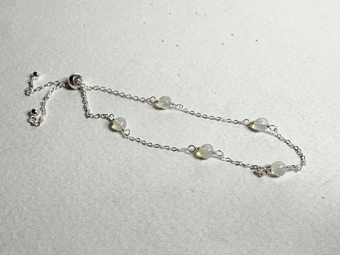 Ethiopian Wello Opal Bead Station Bolo Adjustable Bracelet Sterling Silver