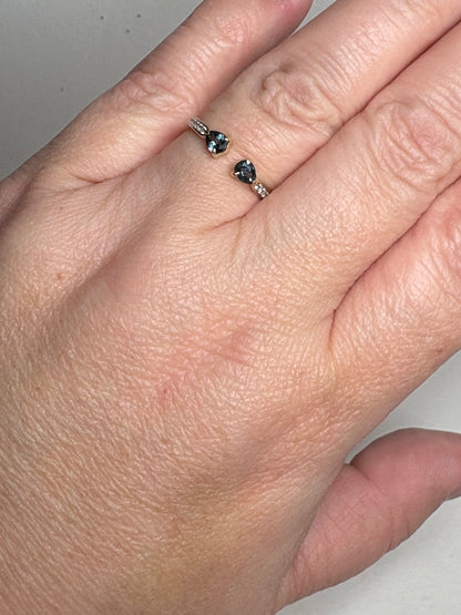 Sapphire and White Zircon Open Band Ring 9k Gold size 7