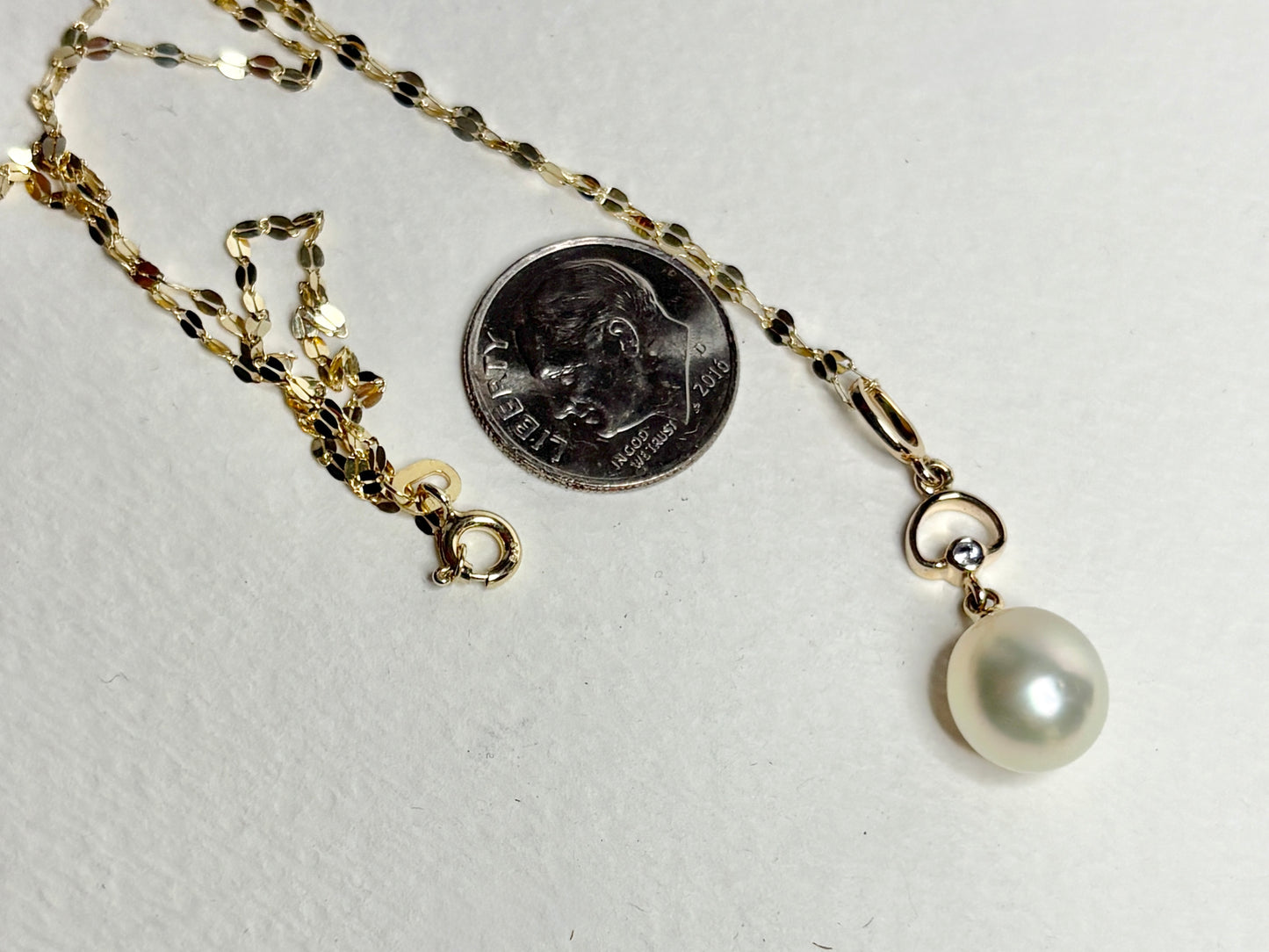 South Sea Cultured Pearl Pendant Necklace Solid 9k Gold