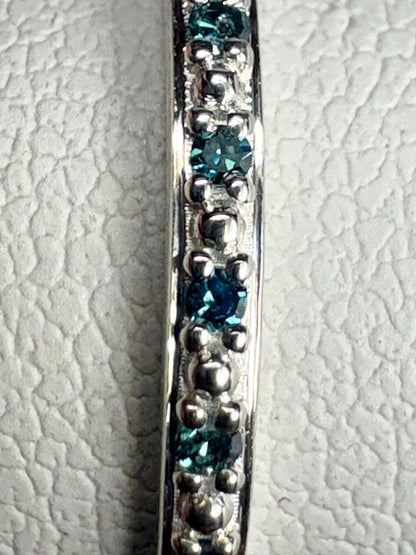 Dainty Blue Diamond Stackable Band Rings Stelring Silver .06ctw size 7