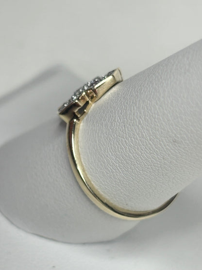 Canadian Diavik Mine Diamond Cross Ring 1/4ctw 9k Gold size 8