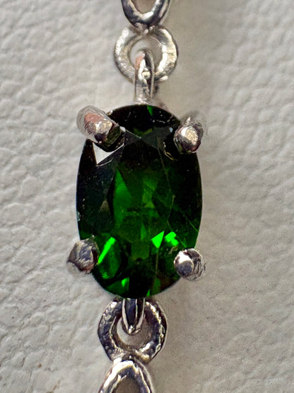 Chrome Diopside Adjustable Bolo Bracelet in Sterling Silver