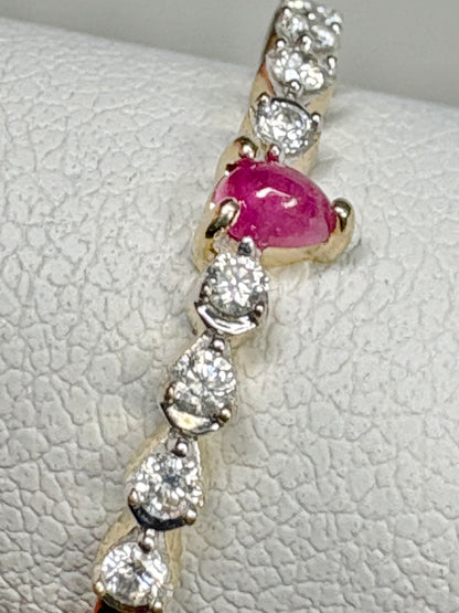 Greenland Ruby Tear and Diavik Canadian Diamond Ring 9k Gold size 7
