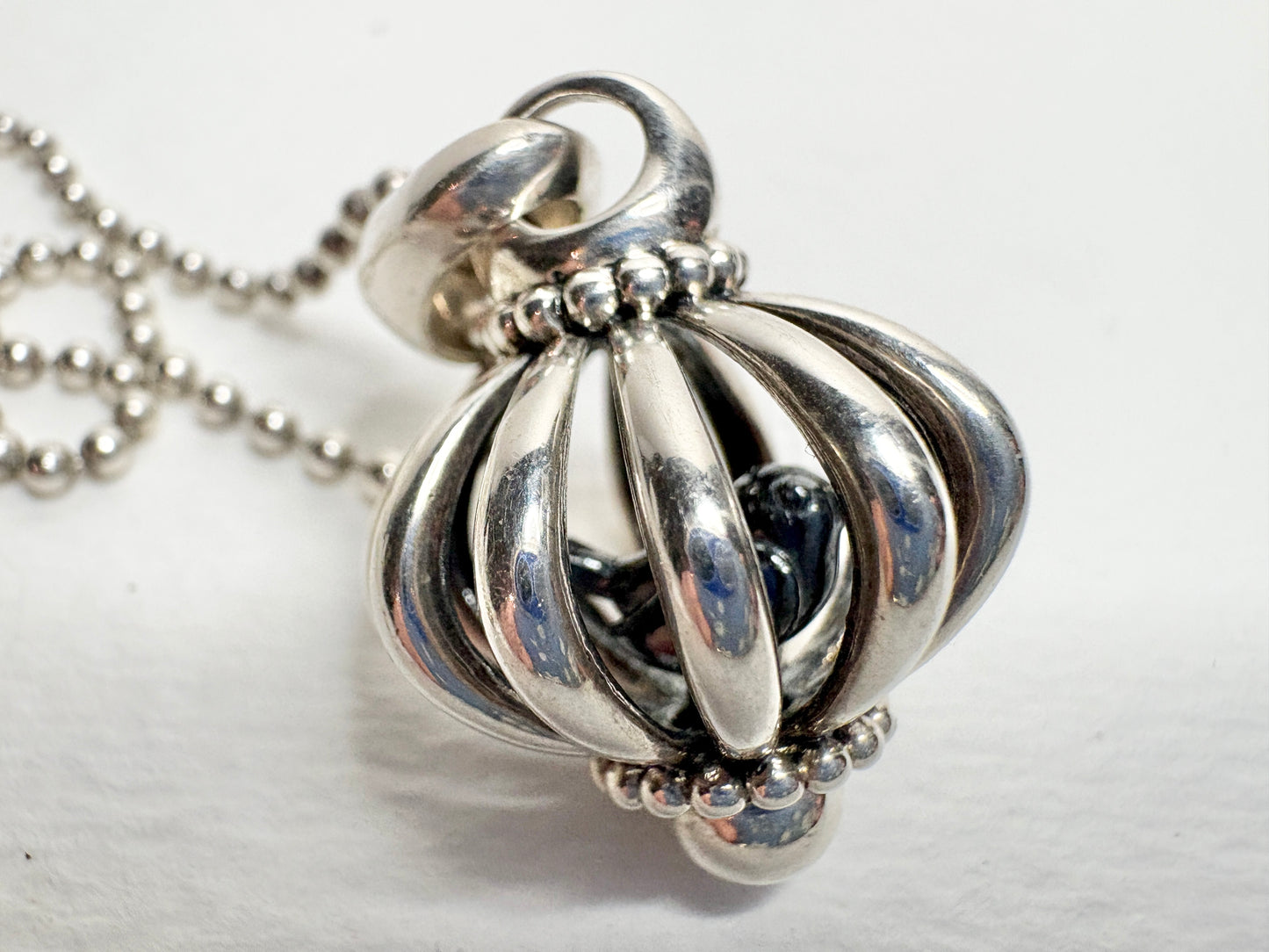 Lagos Signature Bird in Birdcage Pendant Long Necklace in Sterling Silver