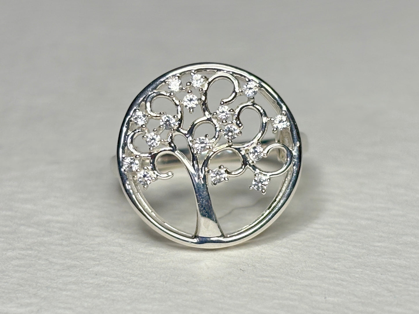 Tree of Life Ring with Natural Zircon Sterling Silver size 5