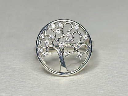 Tree of Life Ring with Natural Zircon Sterling Silver size 5