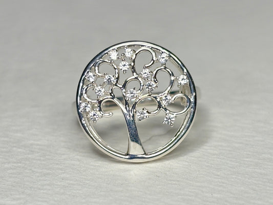 Tree of Life Ring with Natural Zircon Sterling Silver size 5