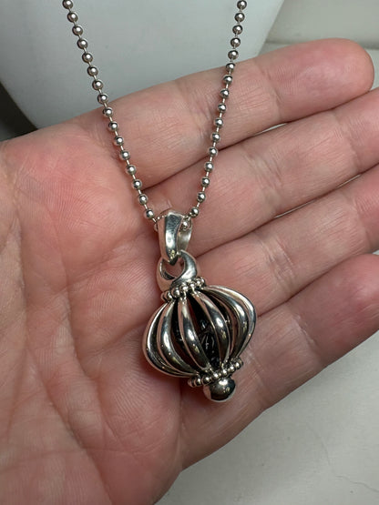 Lagos Signature Bird in Birdcage Pendant Long Necklace in Sterling Silver