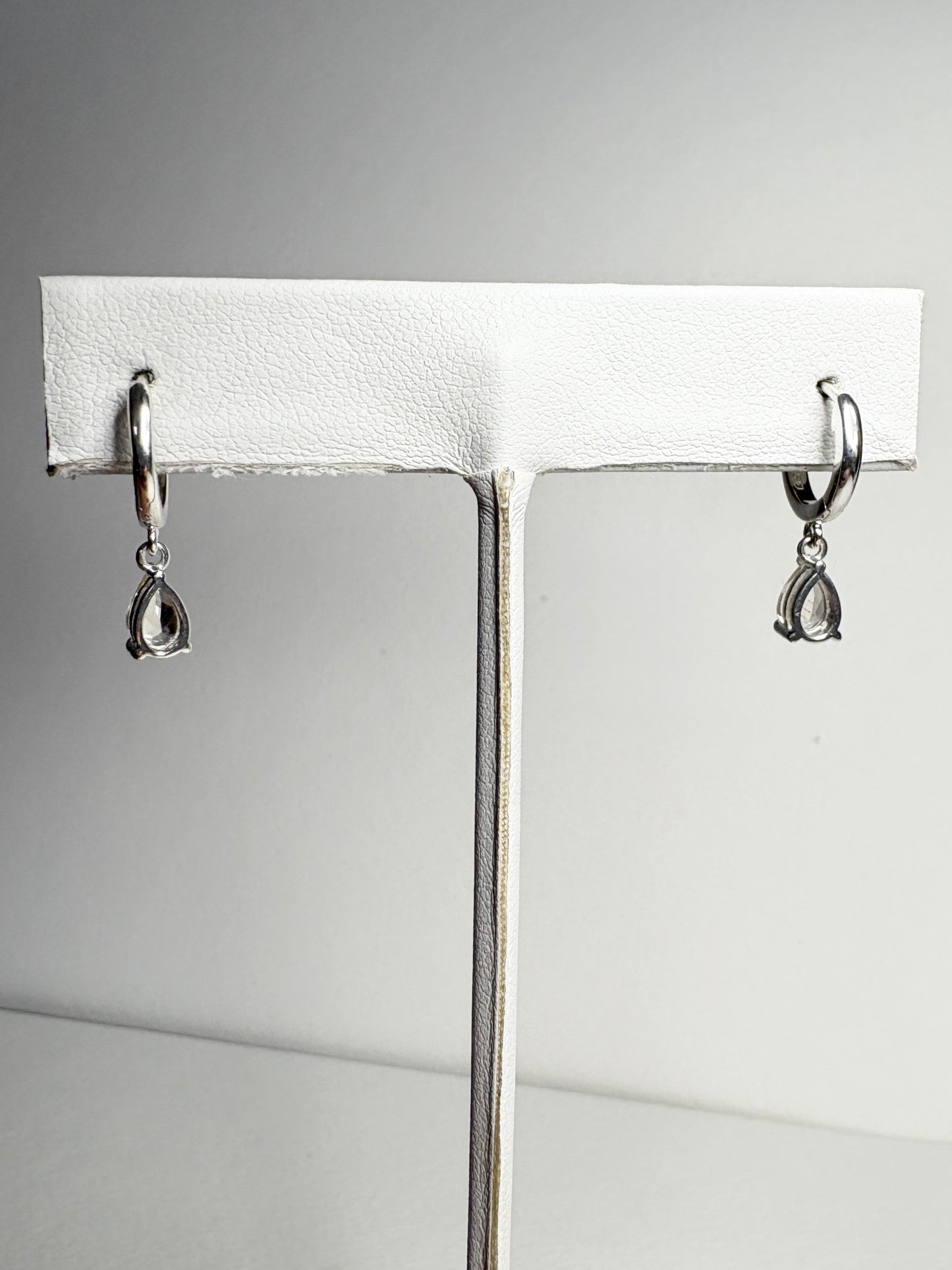 Oregon Sunstone Yellow Pear Dangle Drop Hoop Earrings Sterling Silver
