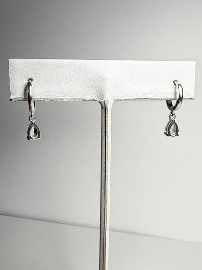 Oregon Sunstone Yellow Pear Dangle Drop Hoop Earrings Sterling Silver