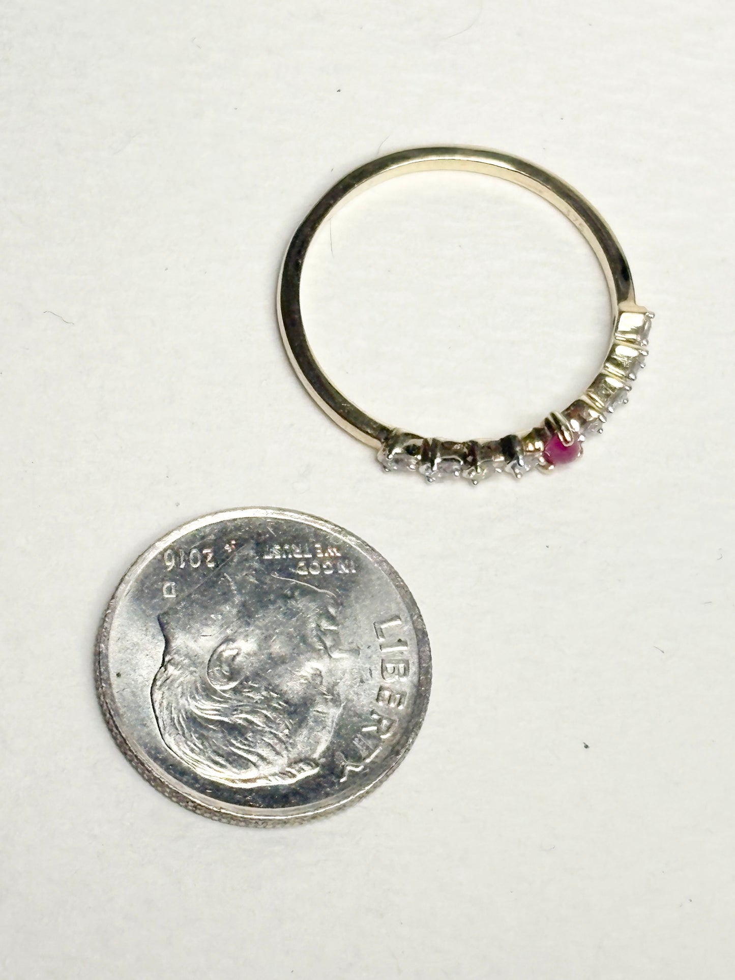 Greenland Ruby Tear and Diavik Canadian Diamond Ring 9k Gold size 7