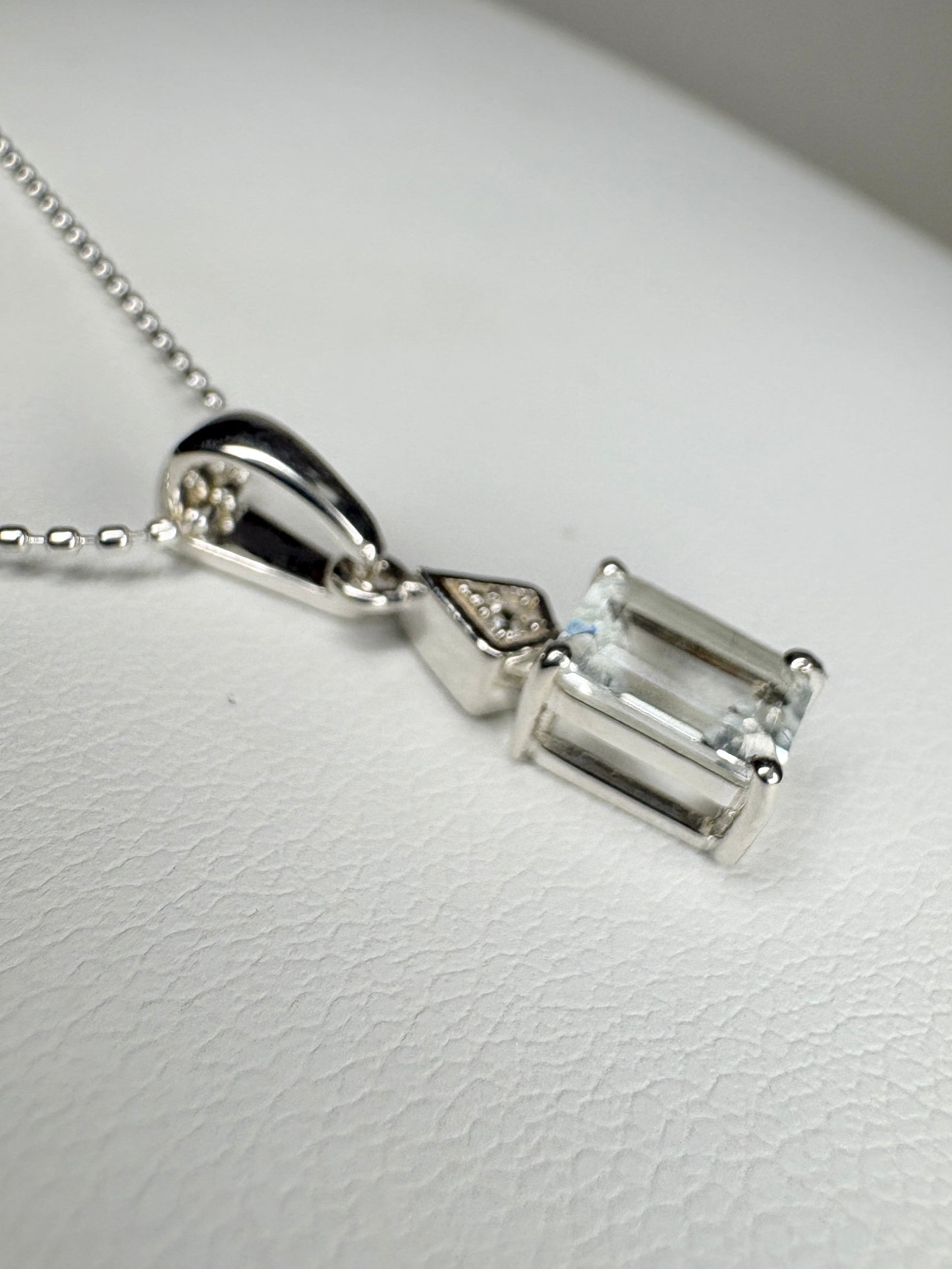 Brazilian Aquamarine Pendant Necklace Sterling Silver 18"