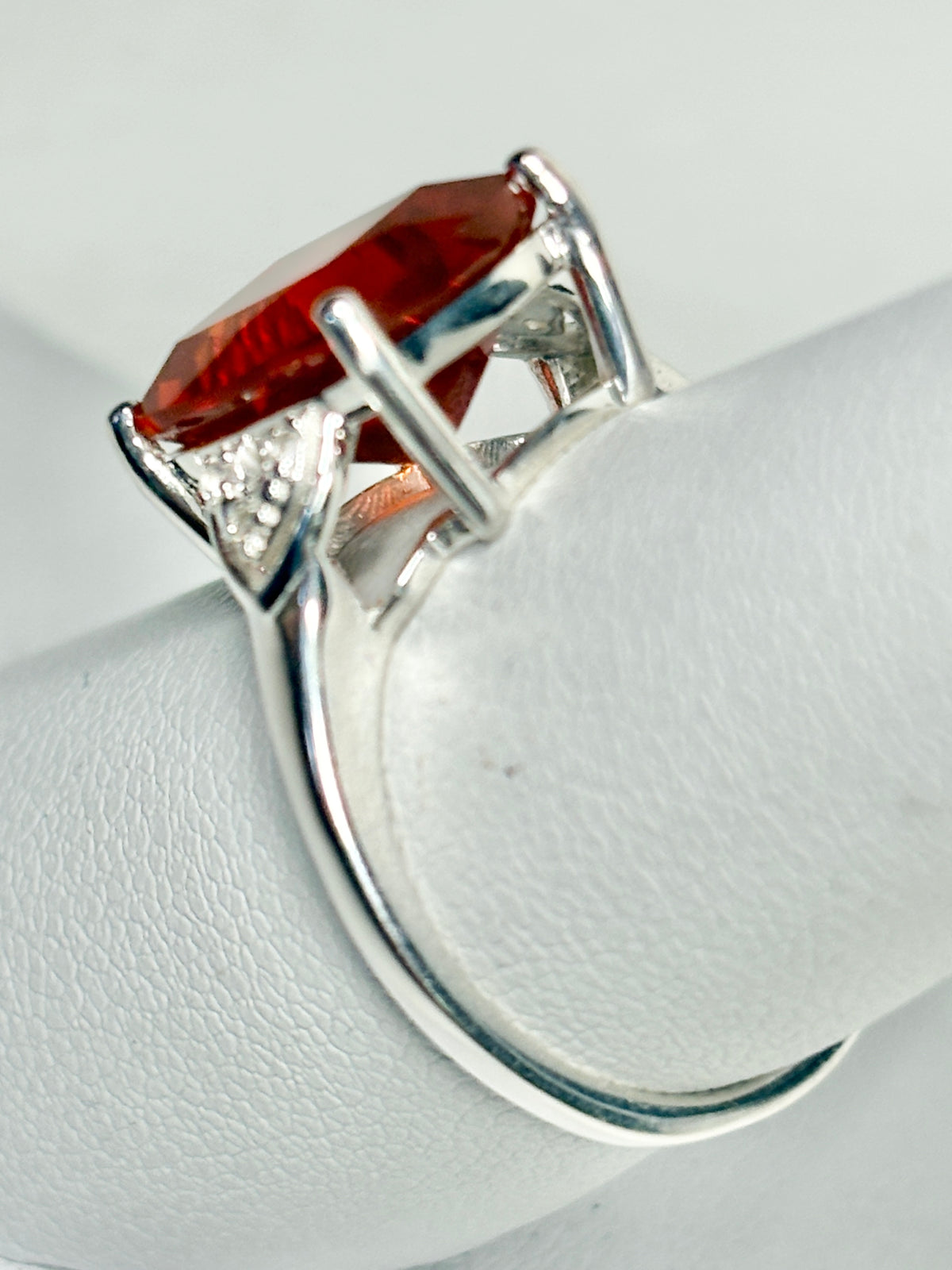 Large Oregon Fire Opal Ring in Sterling Silver size 7