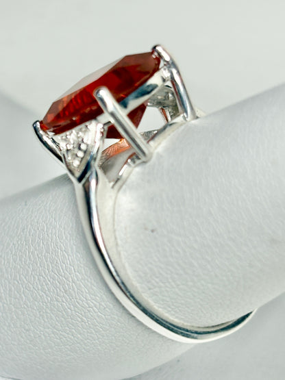 Large Oregon Fire Opal Ring in Sterling Silver size 7