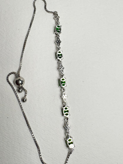 Chrome Diopside Adjustable Bolo Bracelet in Sterling Silver
