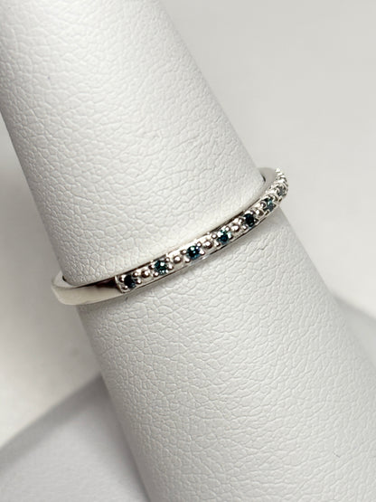 Dainty Blue Diamond Stackable Band Rings Stelring Silver .06ctw size 7