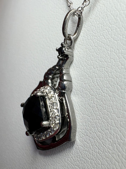 Disney Enchanted Villain Diamond and Spinel Halo Pendant Necklace Sterling Silver 18"