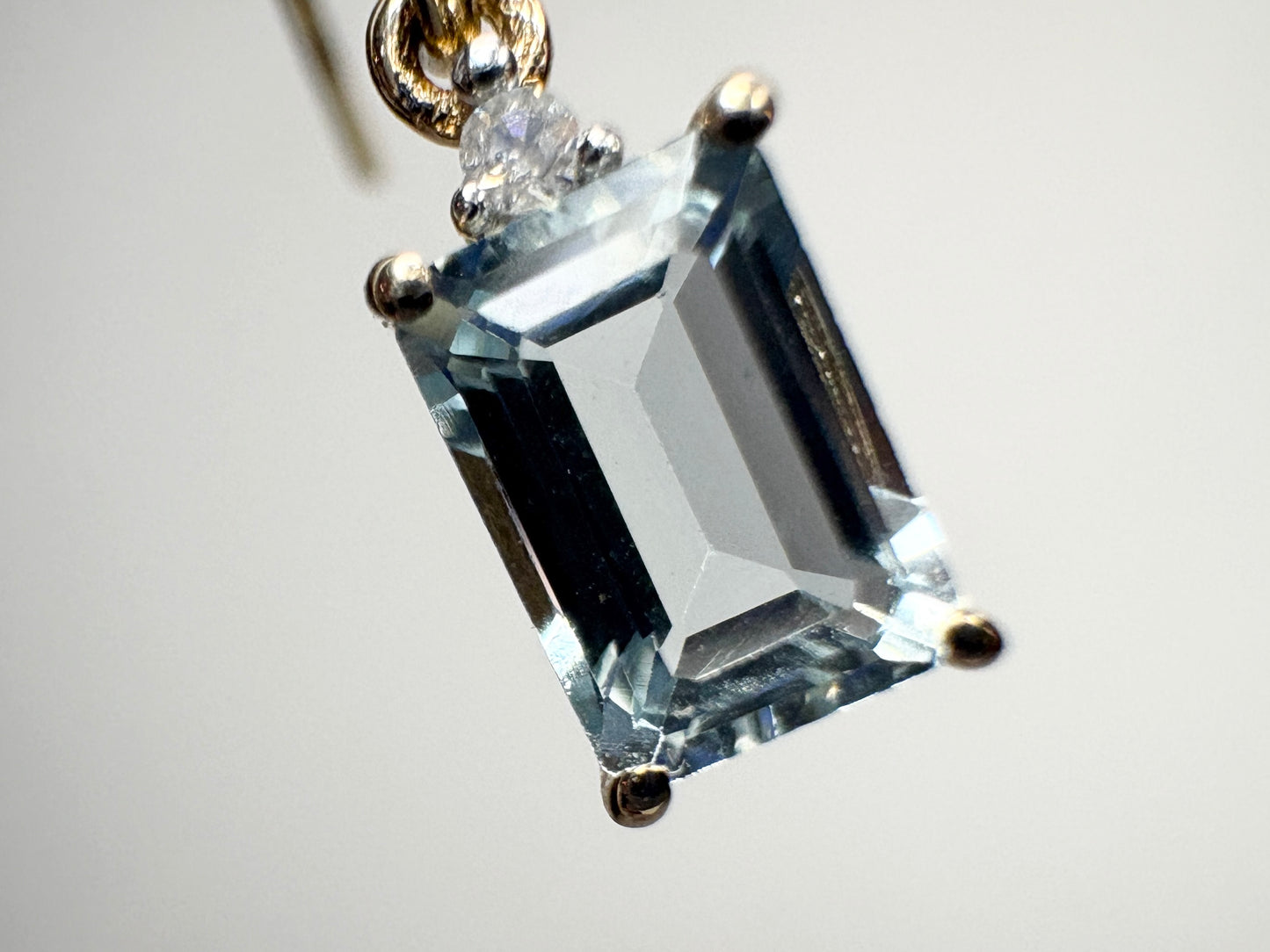 Aquamarine Dainty Dangle Drop Earrings in Solid 9k Gold
