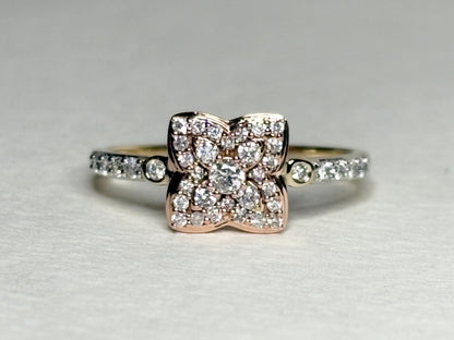 Natural Pink and White Angolan Type lla Diamond Ring 9k Rose Gold size 7