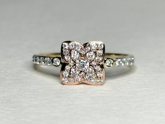 Natural Pink and White Angolan Type lla Diamond Ring 9k Rose Gold size 7