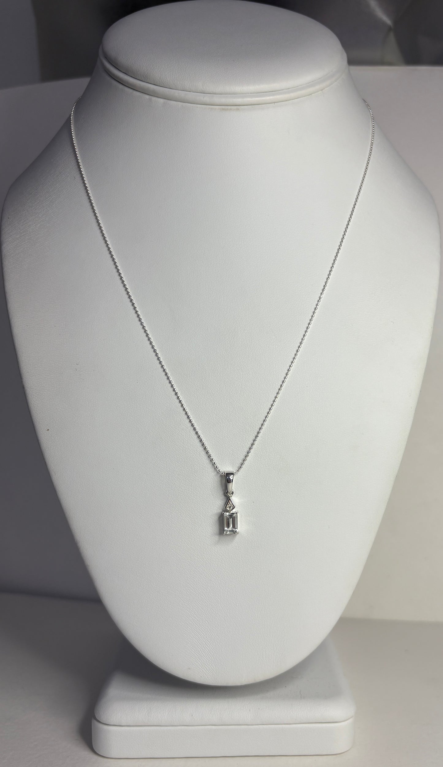 Brazilian Aquamarine Pendant Necklace Sterling Silver 18"