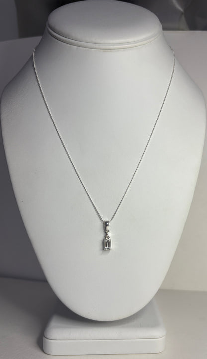 Brazilian Aquamarine Pendant Necklace Sterling Silver 18"