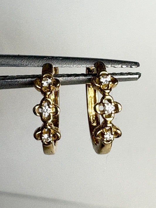 Bony Levy Mykonos Diamond Flower Hoop Earrings Solid 18k Gold